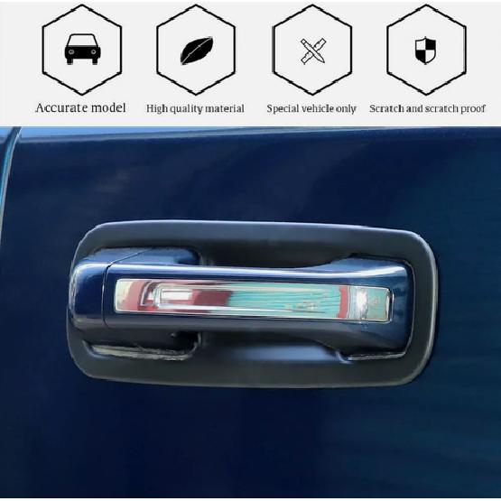 Black Exterior Door Handle Bowl Cover Trim Bezels Decor For Dodge Ram 1500 2018+