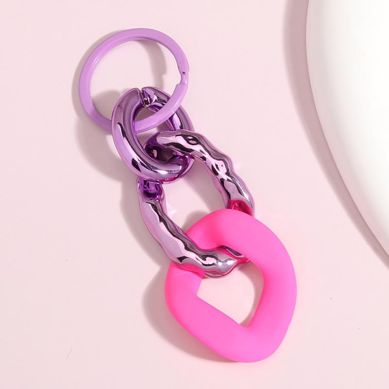 Colorful Acrylic Plastic Link Chain Keychain Creative Handmade Key Ring For Women Men Handbag Accessories DIY Friendship Gifts