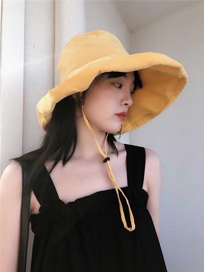 Japanese Style Wide Brim UV Sun Visor Hat for Women - Spring, Summer, Autumn Casual Bucket Hat