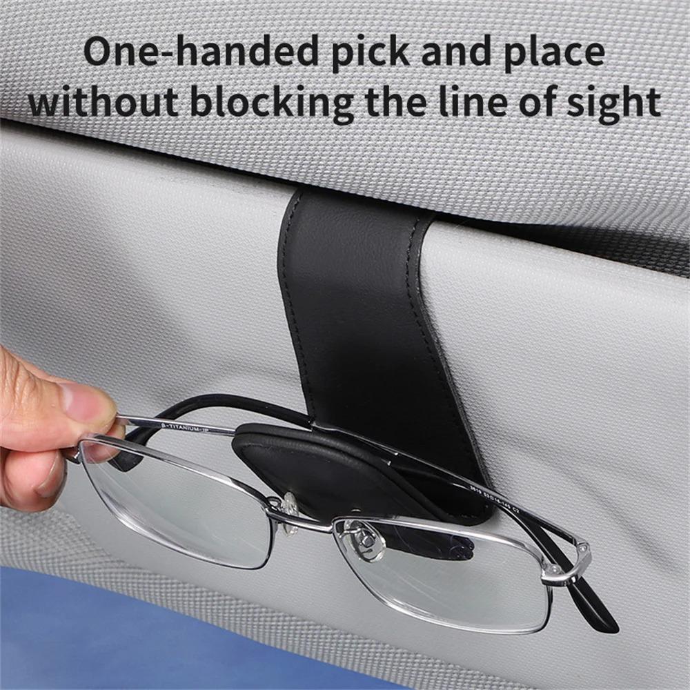 Car Glasses Holder Universal Auto Sun Visor Sunglasses Clip Magnetic Leather Eyeglass Card Ticket Clips Car Interior Accessories