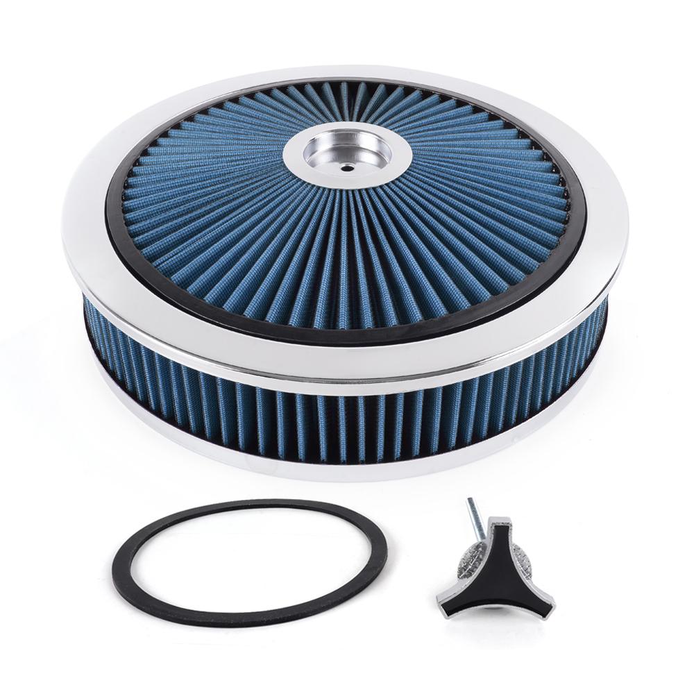 RASTP-14" x 3" Round Super Flow Thru Air Cleaner Filter Washable For 5-1/8 Carb Neck OFI149
