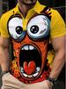 Men's Lightweight Polyester Polo Shirt with Humorous Cartoon Face Print, Ideal for Casual Outings At Home, Restaurants, or the Office. This Bright