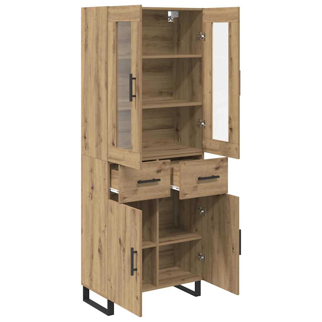 Highboard 2 pcs Artisan Oak Engineered Wood and Glass