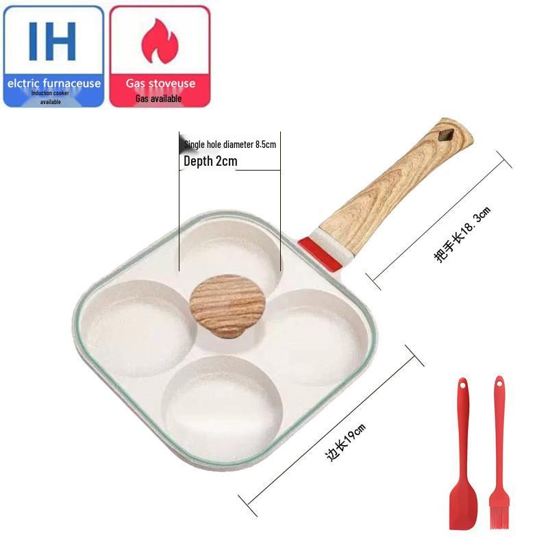 Maifan Stone Non-Stick Four-Hole Egg Pan with Lid