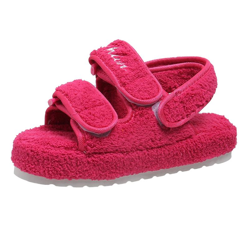 Сандалии на меховой платформе женские летние толстые плоские шлепанцы модные повседневные пляжные туфли для девушек женская обувь с открытым носком большие размеры 41 2489₽