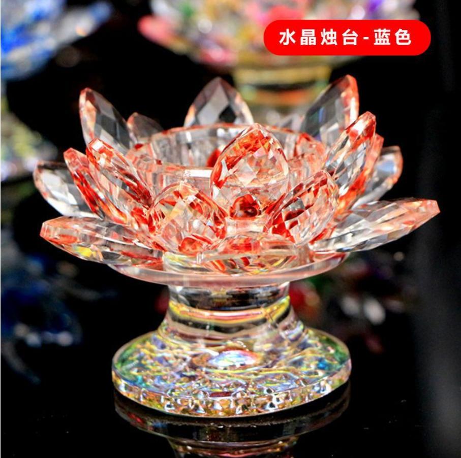 

1 шт., цветная стеклянная лампа ручной работы, подсвечник, высокая ножка, подвеска в виде лотоса, украшение для дома в виде Будды, фэн-шуй