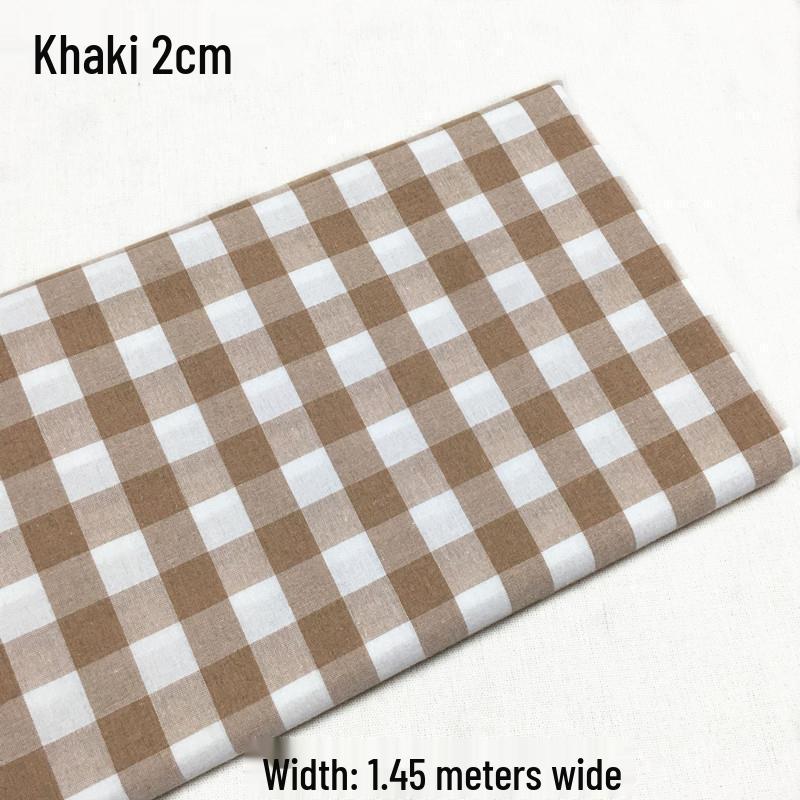 Khaki Plaid Fabric for DIY: Small Square Shirt, Tablecloth, Curtain