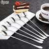 6 Piece Stainless Steel Coffee Spoon Long Handle Ice Cream Dessert Tea Spoon 19.5x2.8 Cm Suitable for Picnic Tableware