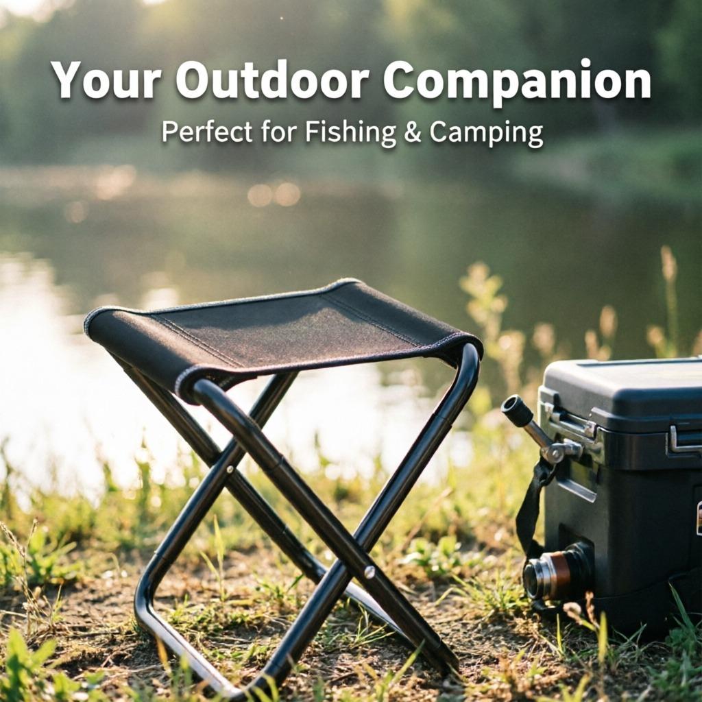 Foldable Portable Camping Stool Chair, Outdoor Fishing Seat Travel Hiking, Train Folding Chair Small Bench, Picnic Camp Stool