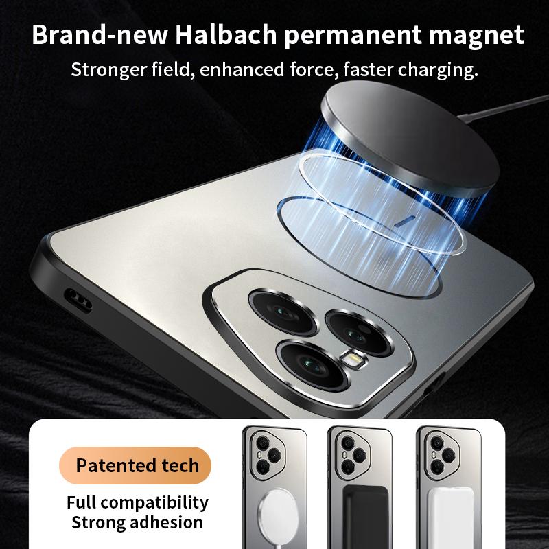 For Honor 400 Pro Case for Magsafe Magnetic Soft Silicone Frame +PC Shockproof Wireless Charge Back Cover for Honor400 400pro