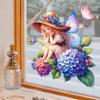 Flower Fairy Hydrangea Flower Butterfly Glass Film Kitchen and Bathroom Stickers
