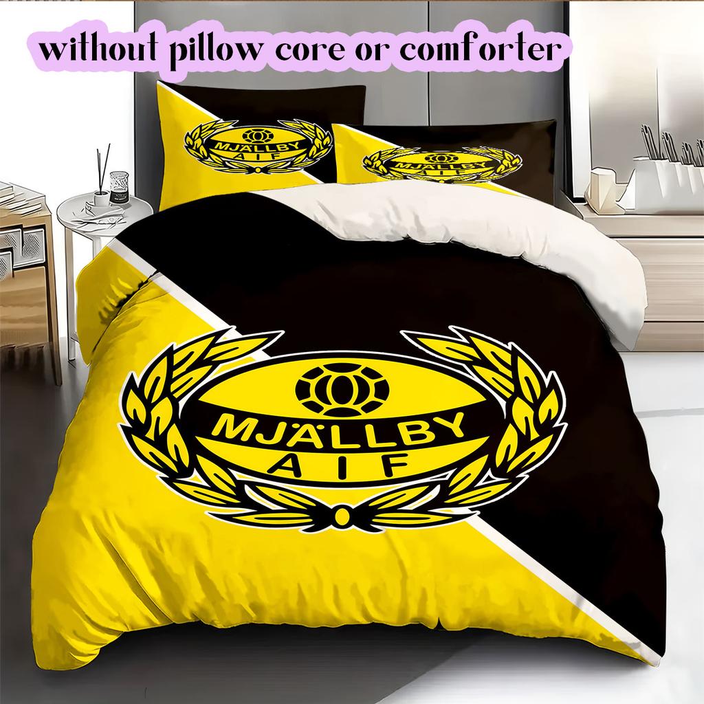 Mjällby AIF football Pattern Bedding,Quilt Set Quilt Cover Pillowcase Home Birthday Gift (1*duvet cover+2*pillowcase,without core)
