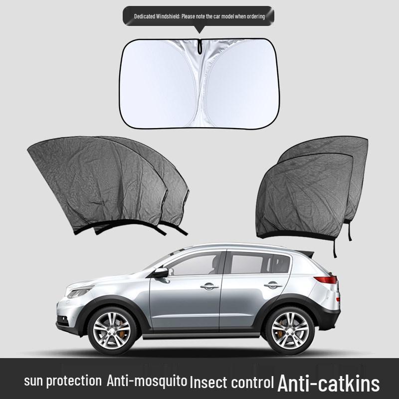 Japanese Car Window Sunshade & Mosquito Screen - Heat Insulation & Insect Protection Curtain
