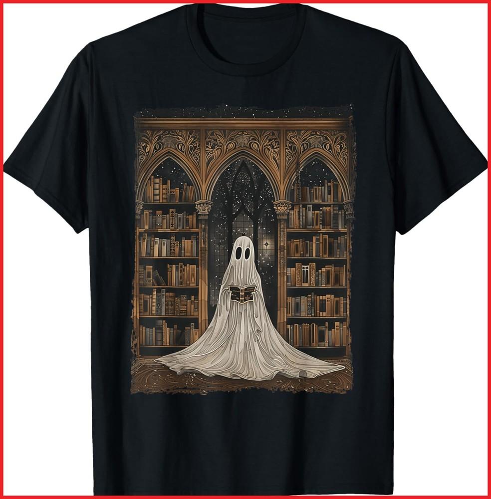 Reading Ghost Library Halloween Librarian Book Lovers black T-Shirt Unisex T-Shirt