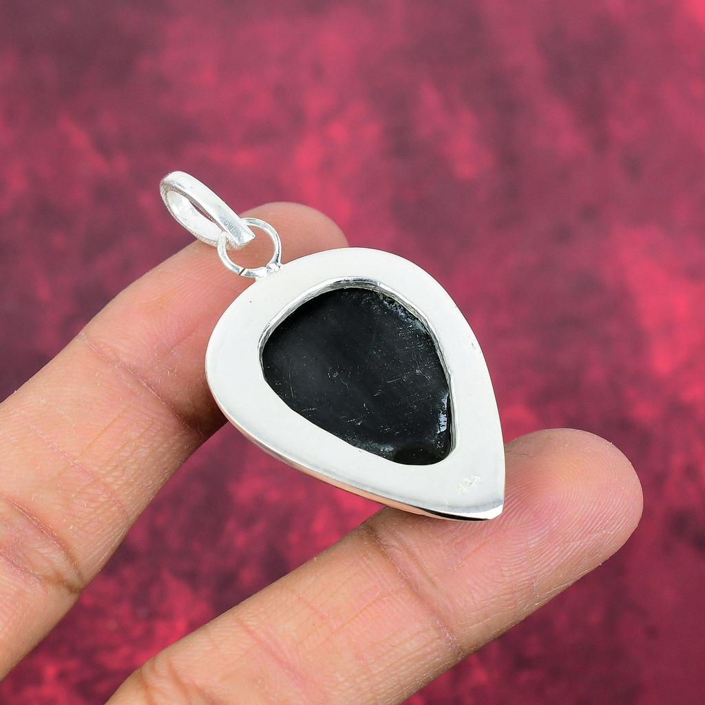 Obsidianöga 925 Massivt Sterling Silver Hänge, Handgjort Ädelstenshänge Smycken, Gåvor Till Hustru Helt Nytt Hänge