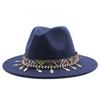 European, American and British style new classic jazz top hat simple fashion big eave hat men's and women's woolen hat