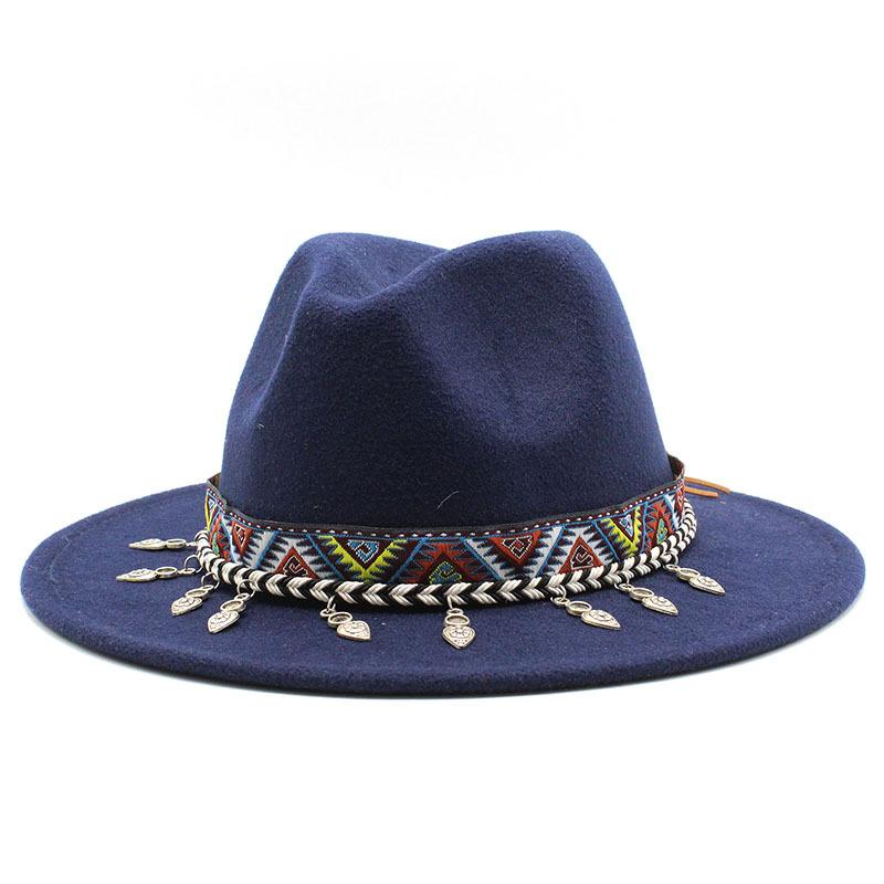 European, American and British style new classic jazz top hat simple fashion big eave hat men's and women's woolen hat
