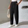 Women's Corduroy Pants Elastic High Waist Pleated Wide Leg Pants With Pockets