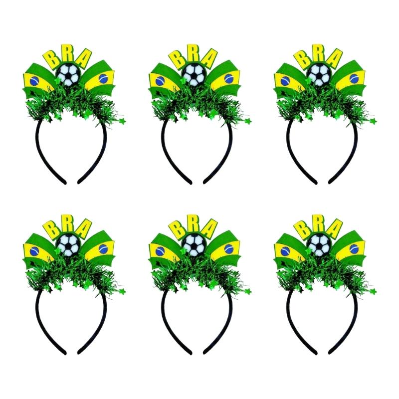 Pack Of 6pcs 2026 Soccer Event Flag Headbands For Fan With Elastic Design Creative Multiple Country Theme Headdress