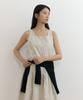 Lingseoul Striped Square Neck Sleeveless Dress-Cream