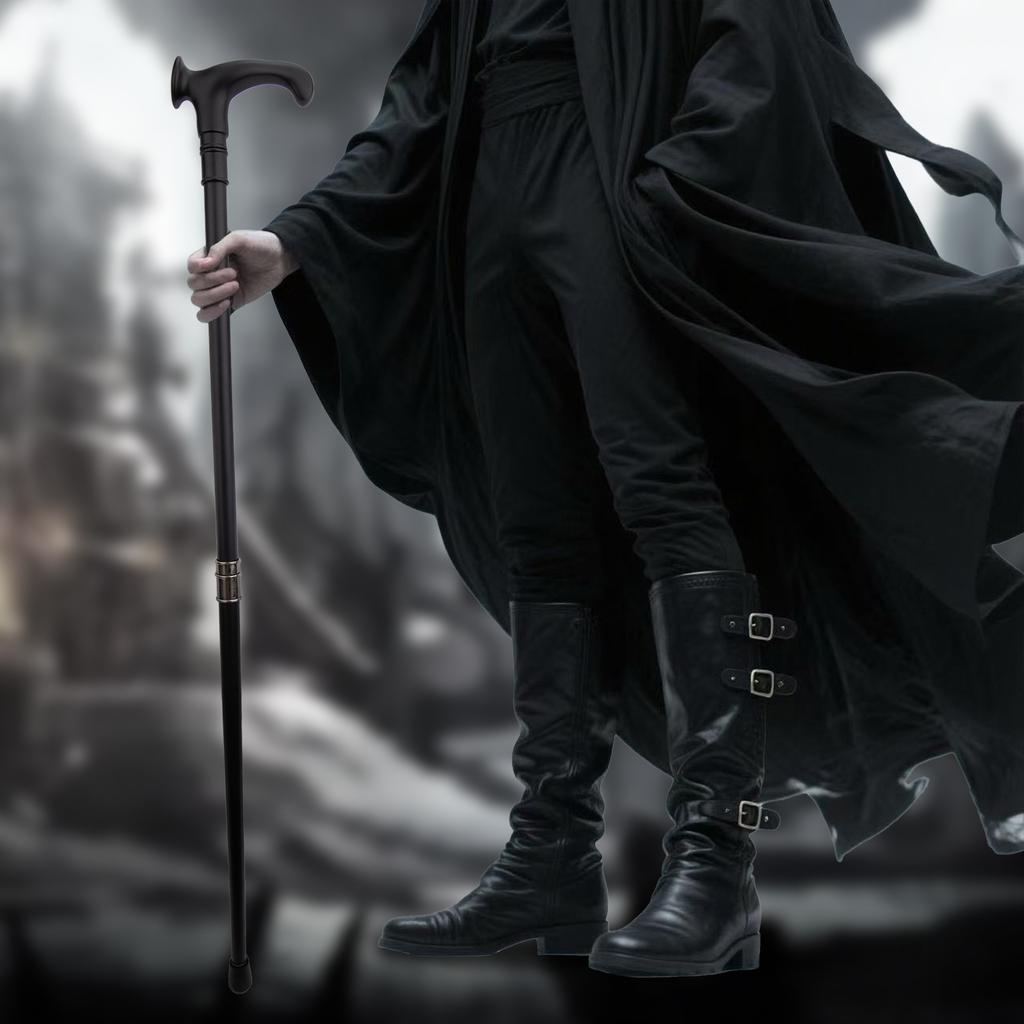 Black Ergonomics Alloy Fairy Wands Spiral  Right Hand Walking Cane Walking Stick Wand Cosplay Wedding Birthday Party Stick 92cm