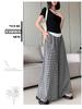 Women's Plaid High Waist Wide Leg Pants - Summer Casual, Loose & Slimming Skirt Style
