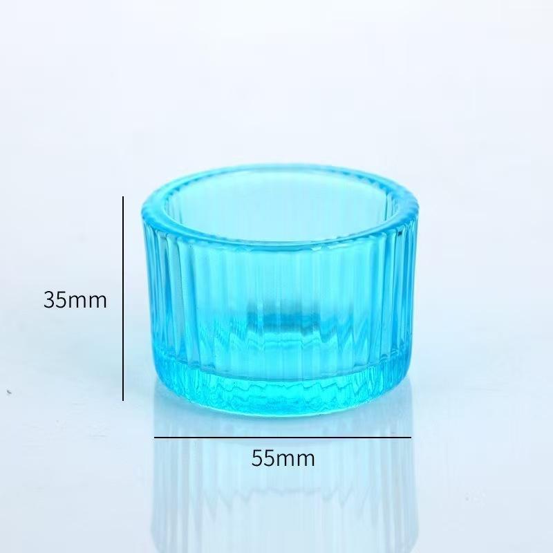 Vertikal gestreifter INS-Stil farbiger Glas-Kerzenhalter - Aromatherapie-Tasse mit kleinem Fassungsvermögen
