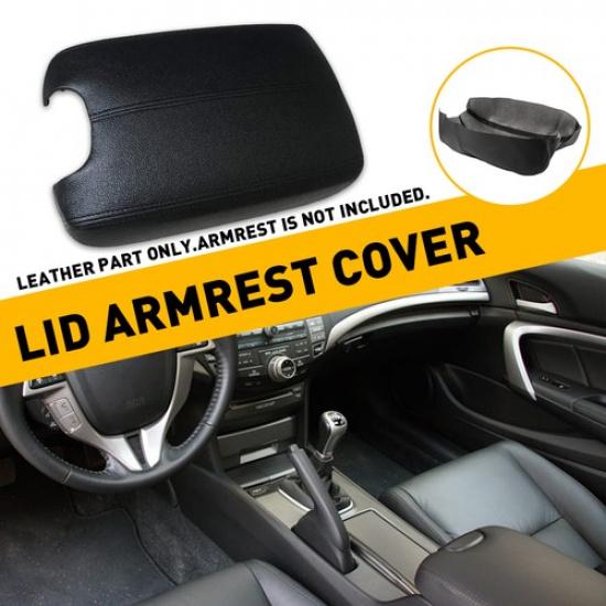 1x Black Console Lid Armrest Leather Cover For Honda Accord 2008-2012 Waterproof