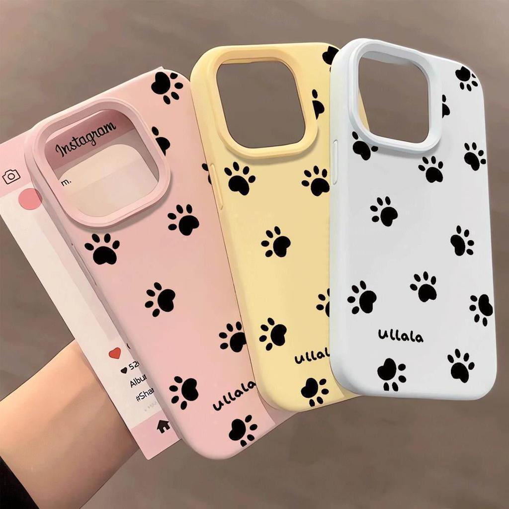 Dog Paw Print Drop-Proof Case for iPhone 14P/15/16Pro Max/17Pro - Imitation Liquid Design