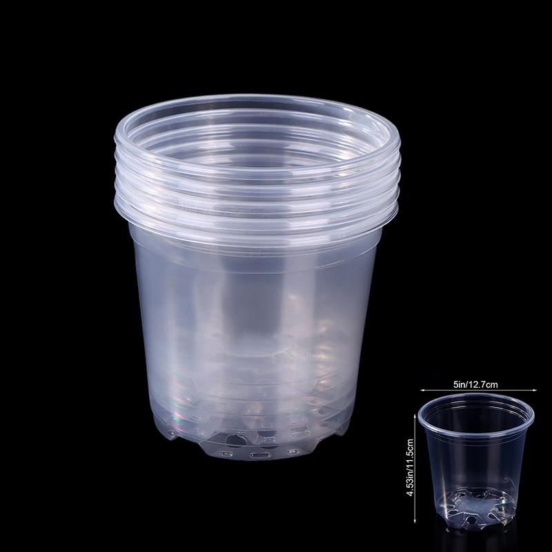 

5 шт. Прозрачный пластиковый цветочный горшок Дренажное отверстие Горшок Садоводство Рост корней Видимость Для всех растений Защита от повреждения водой