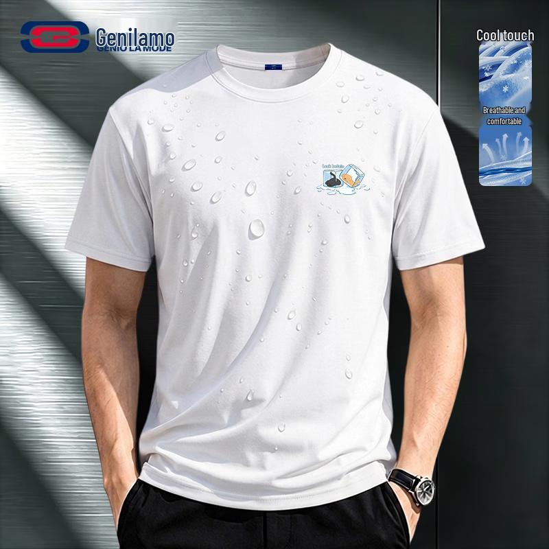 GENIOLAMODE Men s Youth Ice Silk Breathable T-Shirt L