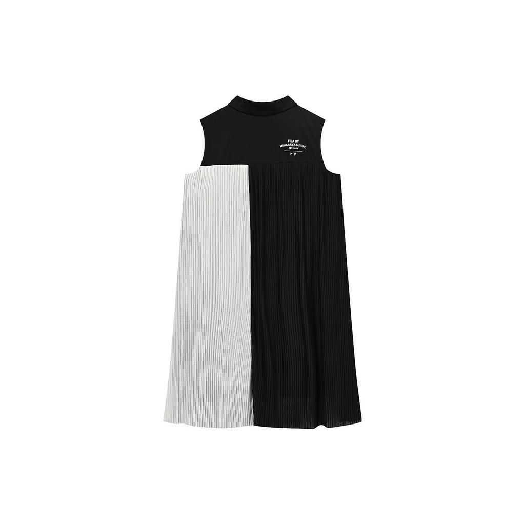 Fila X Mihara Yasuhiro Pleated Color Block Loose Sleeveless Dress Women Dresses Black F11W233303F-BK