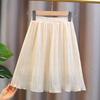 Girls' Chiffon Midi Skirt Summer New Style Children's Fashion Mid Size Children's Clothing Summer Pleated Skirt