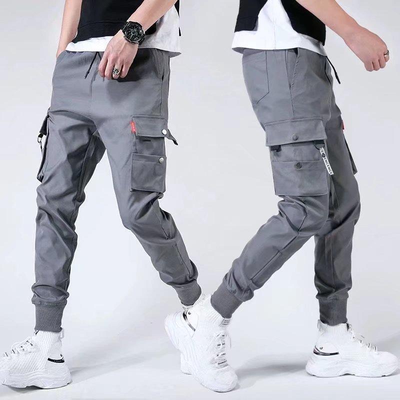 2025 Men's Korean Style Cuffed Techwear Casual Pants for Spring and Summer