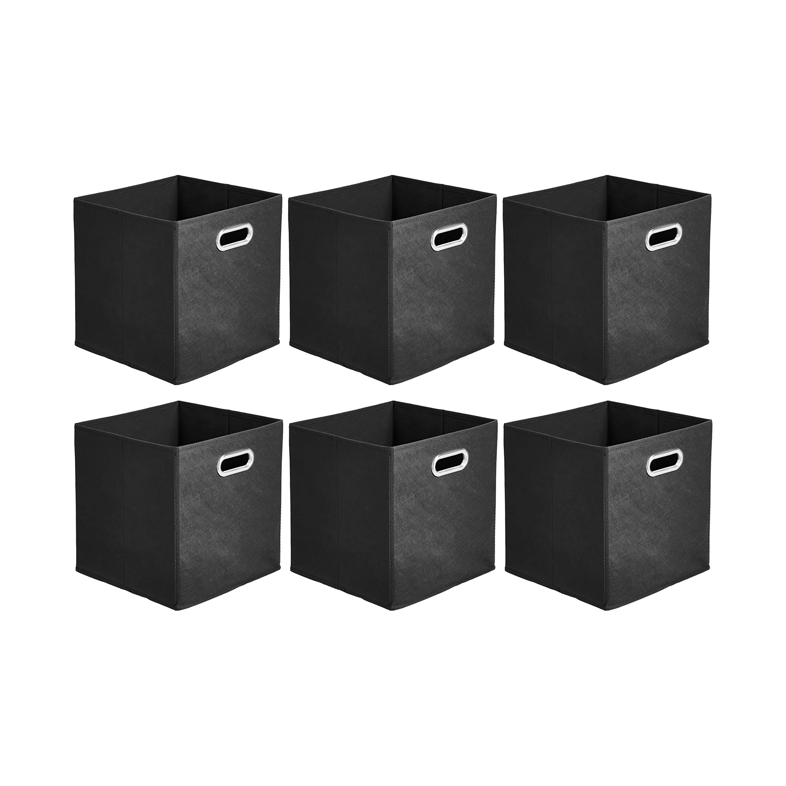 

Складной тканевый ящик для хранения AmazonBasics с черным набором из 6 ручек,