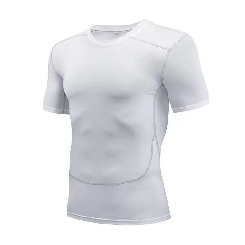 Pánské vysoce pružné, rychleschnoucí, prodyšné těsné sportovní tričko s krátkým rukávem jako základní vrstva pro běh, trénink a basketbal.