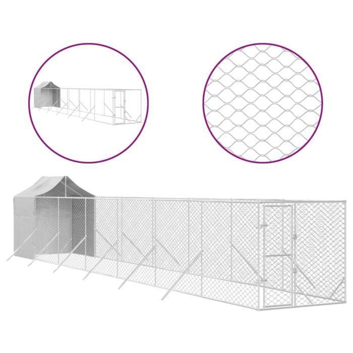 VidaXL Outdoor Dog Kennel with Silver Roof 2x14x2.5 M 3190477