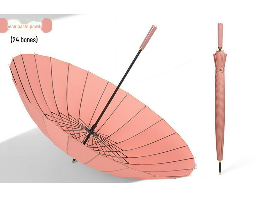 24-Rib Wind-Resistant Umbrella: Large Solid Color, Long Handle, Custom Logo for High-End Business Use