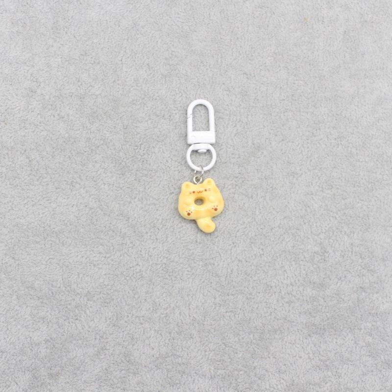 Korean Style Cute Cat Donut Keychain - Cartoon Animal Bag Charm, Simple Pendant Gift for Couples and Besties