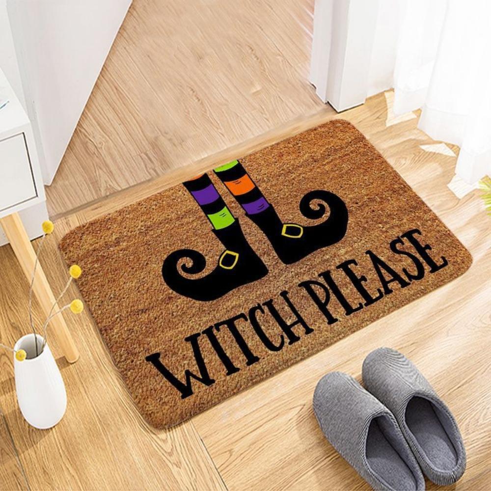 2pcs Halloween Foot Mats Ethnic Festival Decorative Floor Mats Easy To Take Care of Door Mats