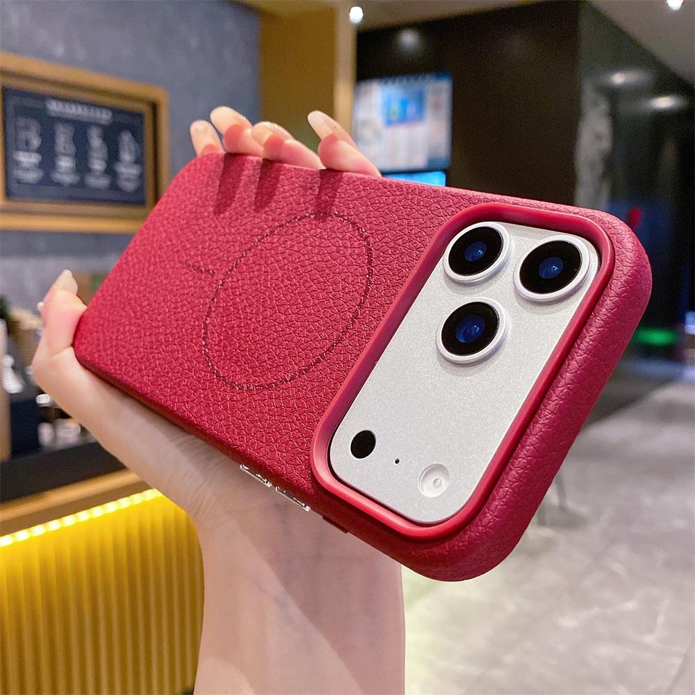 Business PU Leather Magnetic Case For iPhone 17 16 15 14 13 12 Pro Max Air For Magsafe Wireless Charge Shockproof Cover