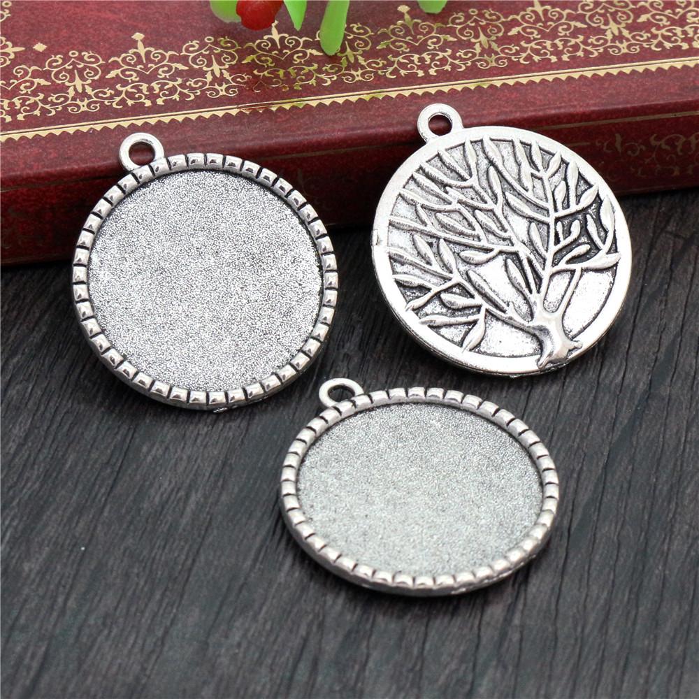 5pcs 25mm Inner Size Pendant Cabochons Blank Base Setting Bezel Tray Alloy DIY Jewelry Making Accessories for Necklace Keychains