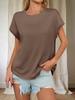 Womens Crew Neck Cap Sleeve T Shirt Loose Basic Summer Top