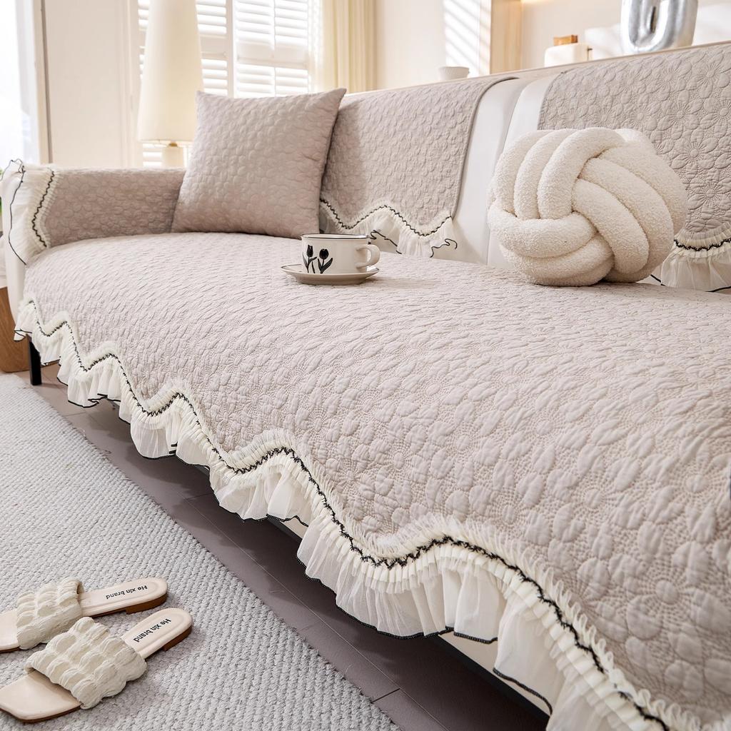 2025 New Pastoral Xiaoxiangfeng Pure Cotton Sofa Cushion, Universal Non-slip Seat Cushion In All Seasons, Cotton Fabric Cover Towel