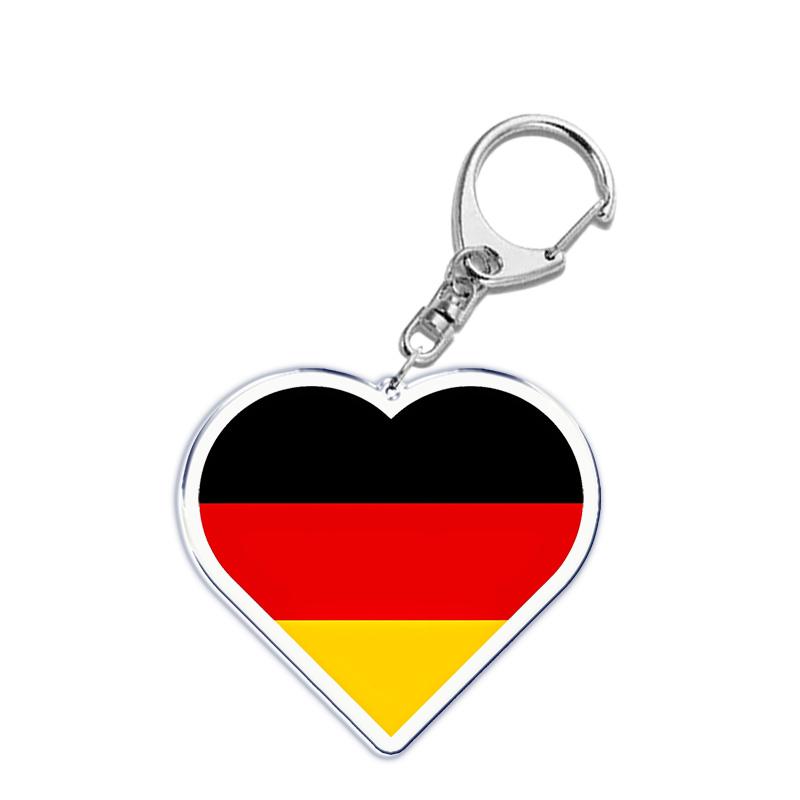 France Scotland Germany Country Love Heart Keychains Ring for Accessories Bag Pendant Key Chain Llaveros Ewelry Fans Gifts