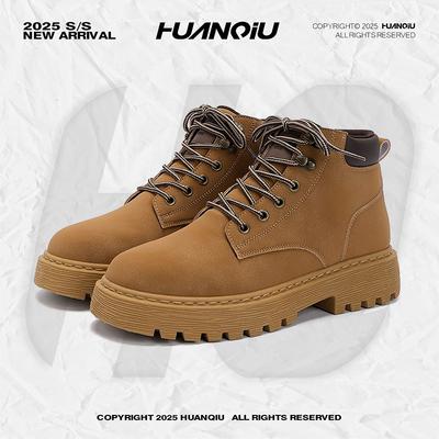 Globale Martin-Stiefel mit dicker Sohle für Herren ZHQ-HY2160 Herbst beliebt vielseitig Retro Herrenschuhe Outdoor Casual Rhabarberstiefel