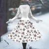 Women's Casual Dress Long-Sleeve V-Neck Patchwork Fleece Christmas Print Dress
