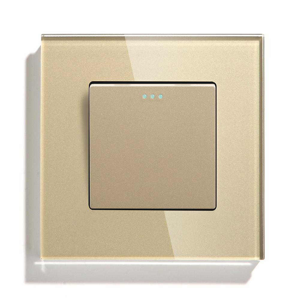 Bseed 1 Gang 1 Way 2 Way 3 Way Push Button Switch EU Standard Home Switch Black White Golden With Crystal Glass Panel