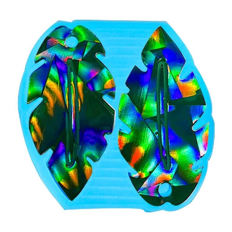 Holographic Leaf Earrings Silicone Mold Ear Drops Crystal Epoxy Resin Mould DIY Ear Rings Jewelry Making Tools for Party