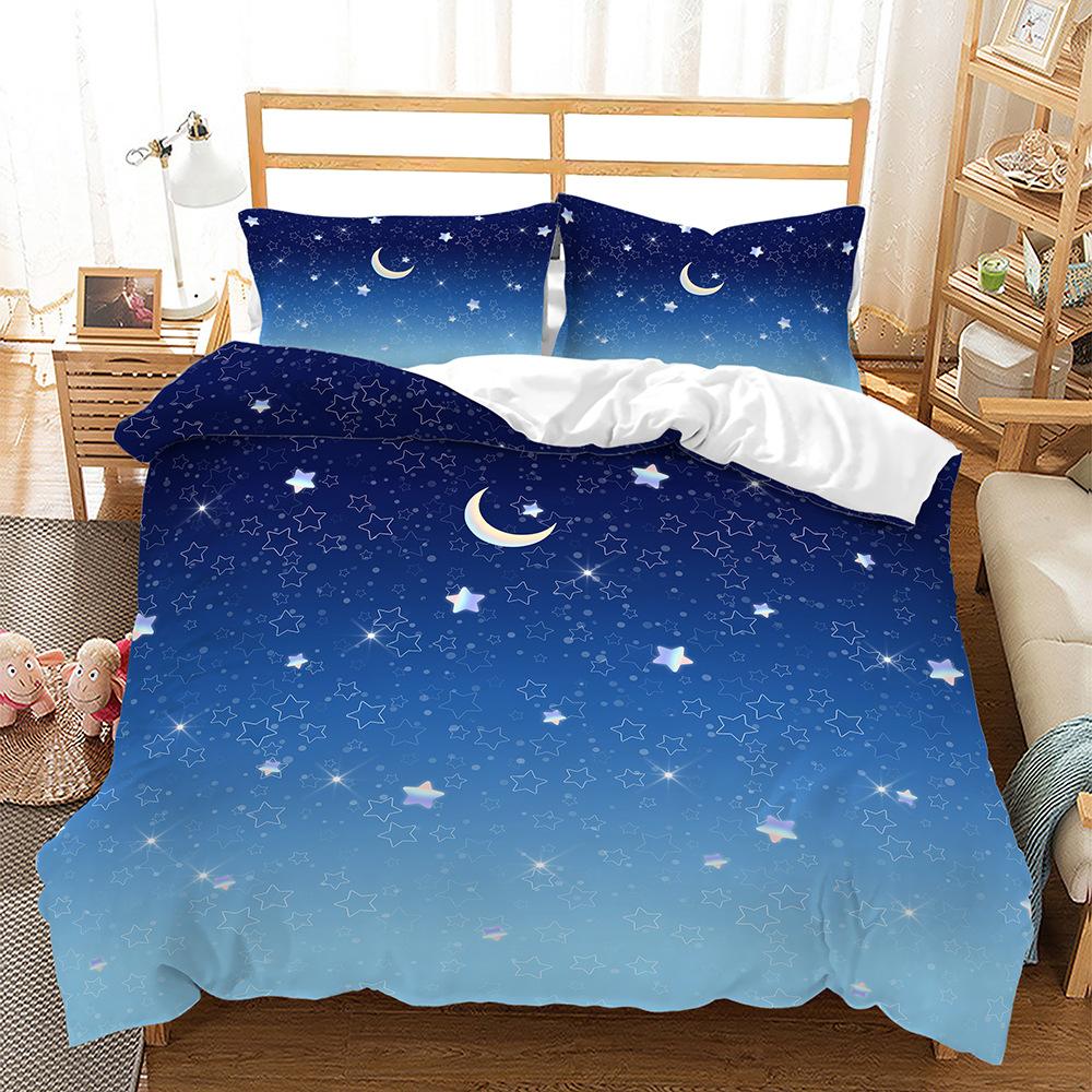 Bed Three-Piece Color Gradual Change Series Starry Sky Butterfly 3D Digital Printing Kit